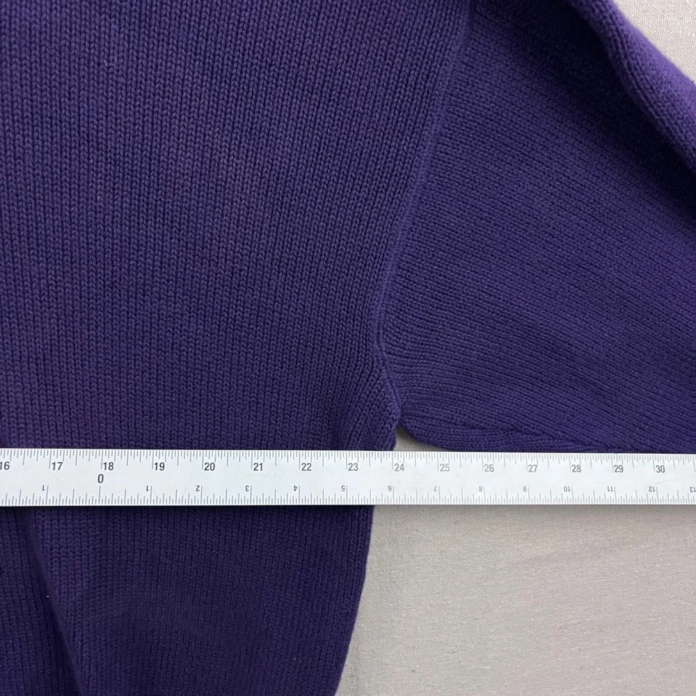 Eddie Bauer Crewneck Sweater Mens Large Purple Vintage 100% Cotton Ribbed Knit - Picture 4 of 5
